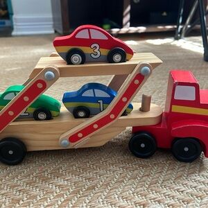 Melissa and Doug Wooden Race Car Carrier